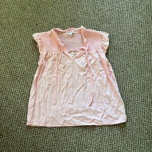 For The Republic Light Pink Smocked Top